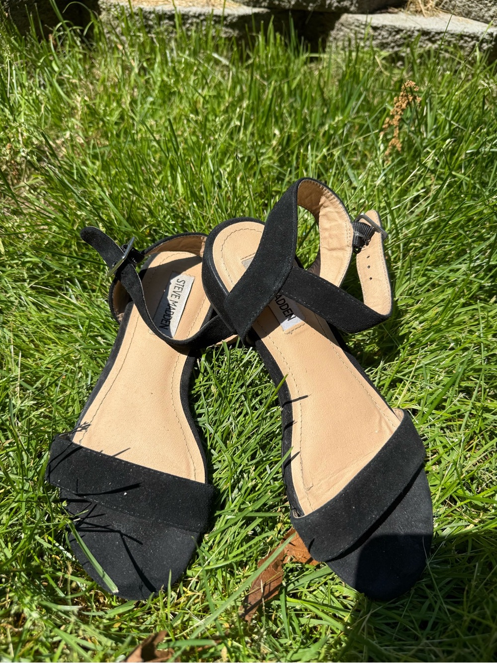 Steve Madden Black Suede Ankle Strap Sandals